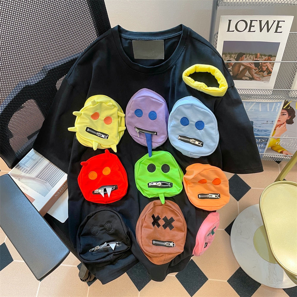 胖mm300斤大码美式高街hiphop立体小恶魔国潮欧美情侣短袖上衣潮