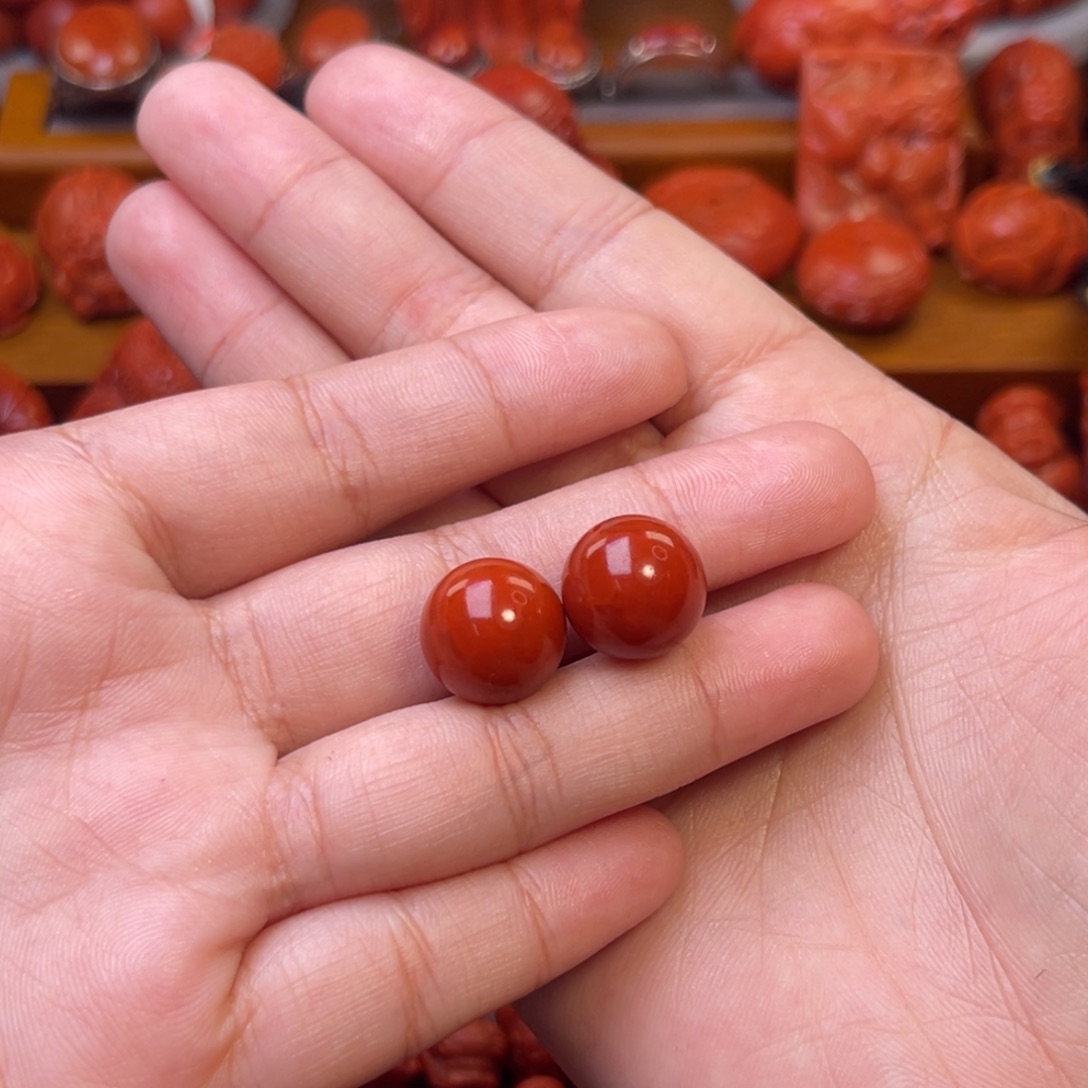 道***人南红玛瑙未镶嵌川料瓦西13mm尺寸圆珠