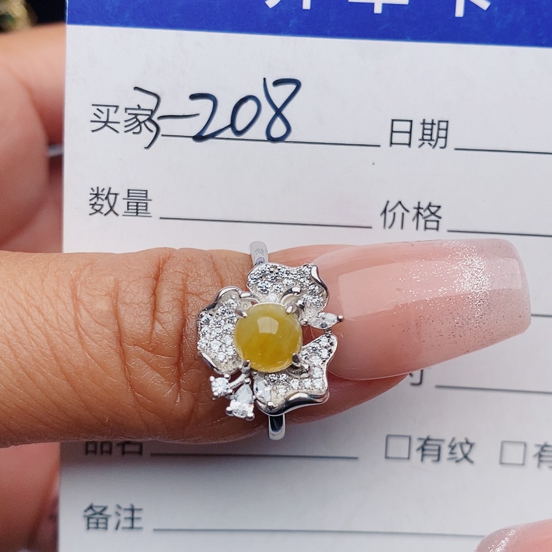 翡翠戒指银S925镶嵌戒指