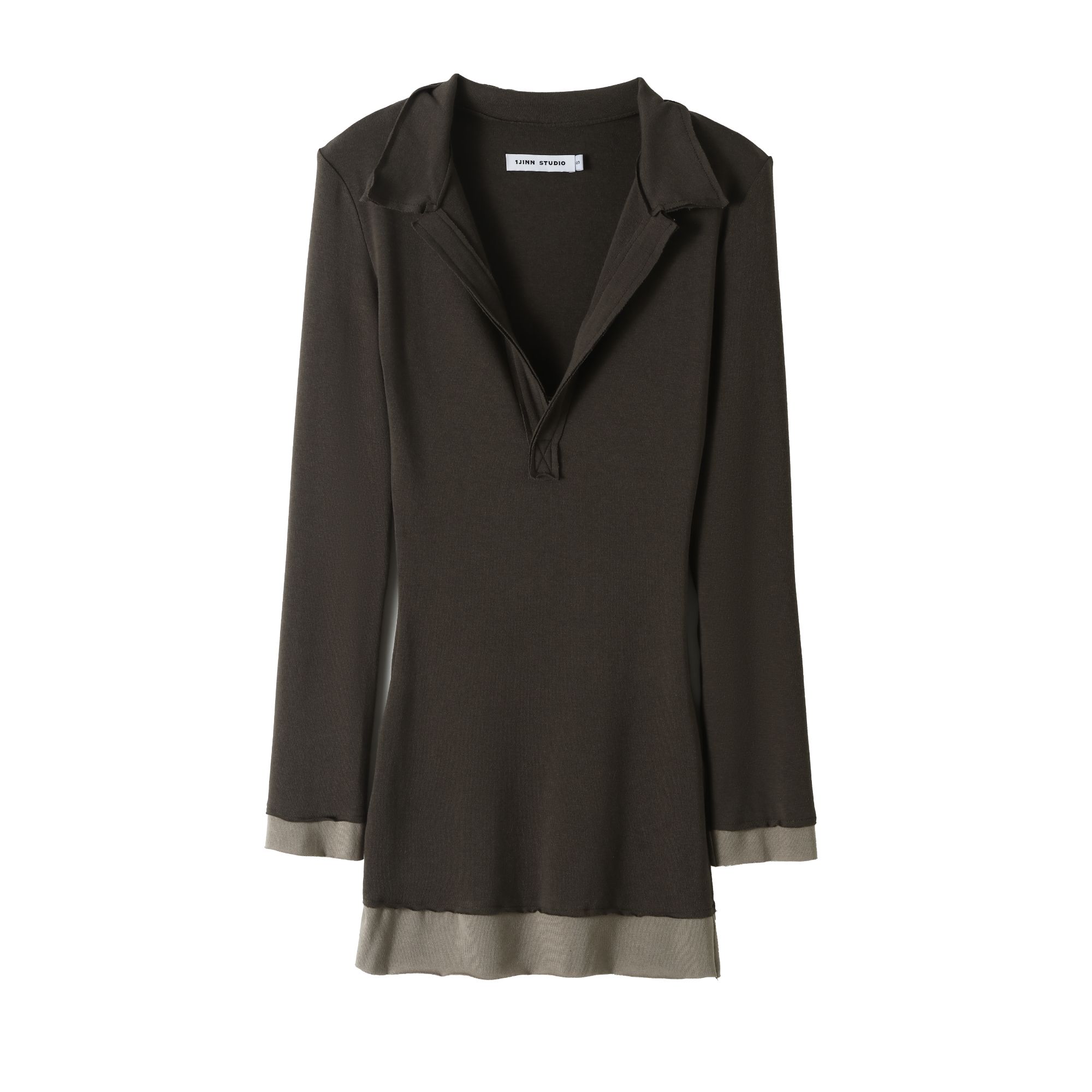 1JINN STUDIO Polo领假两件打底上衣