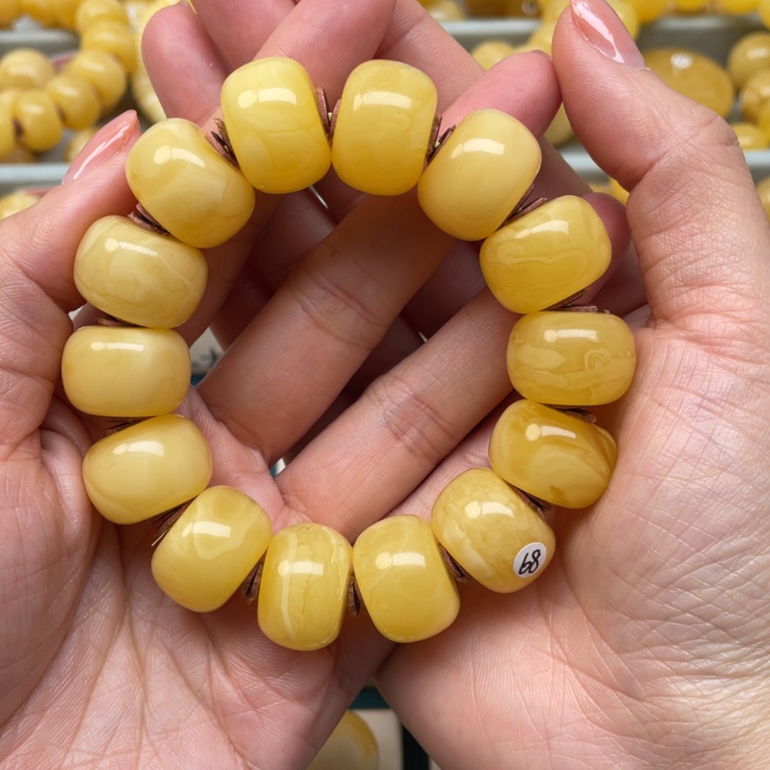 蜜蜡裸石未镶嵌19+蜜蜡手串