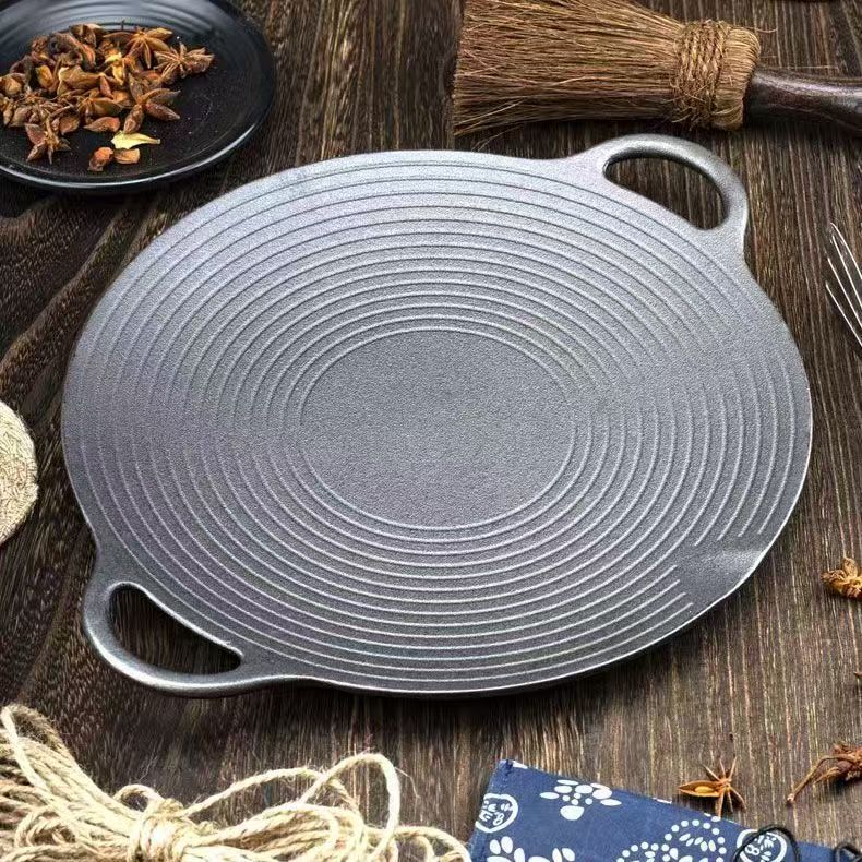 田七多功能铸铁锅烤盘卡式炉烤肉盘韩式肉盘铸铁锅