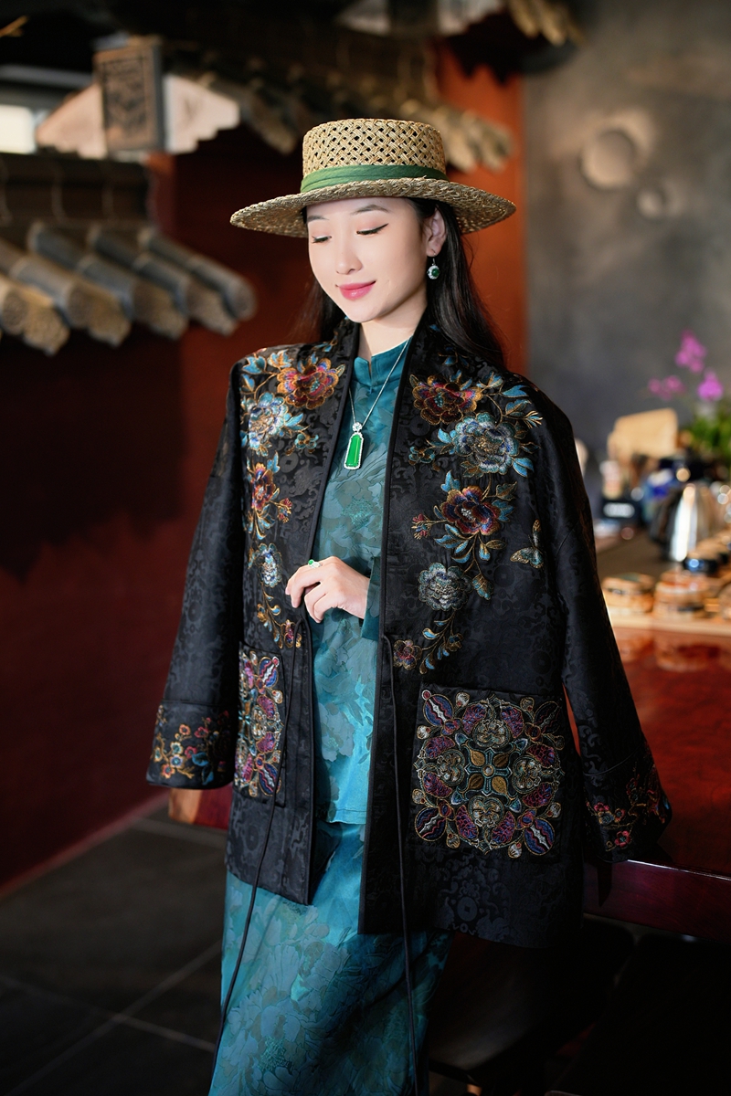 蓝大【晨枝​​​​】新中式桑蚕丝外套5627