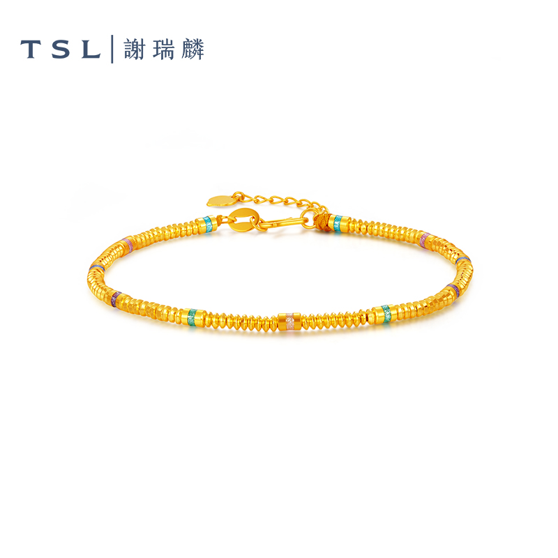 TSL/谢瑞麟计价黄金蹦迪珠珐琅彩时尚5G足金少女百搭女款手链