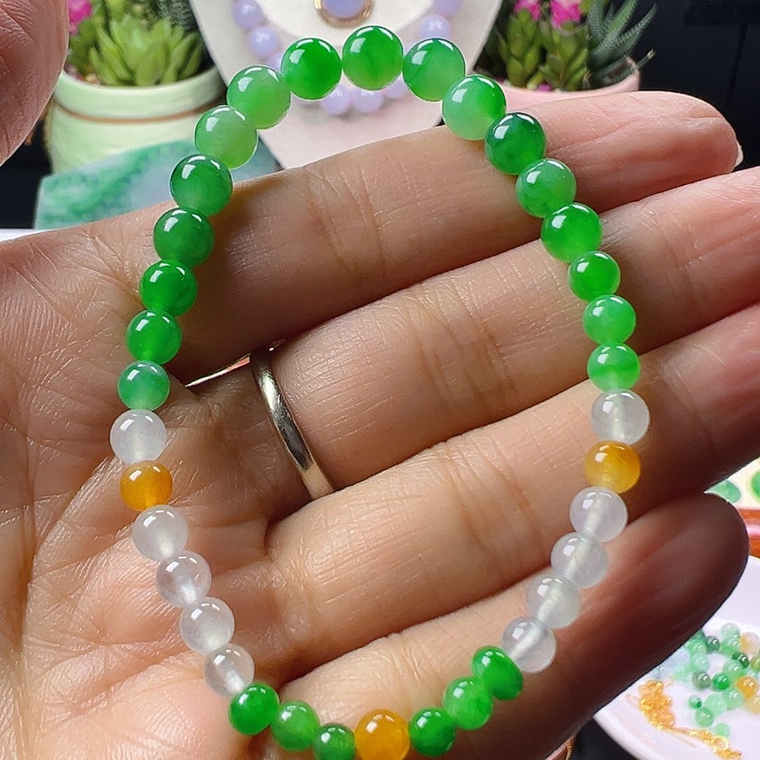 翡翠未镶嵌手链翡翠辣色手串塔链