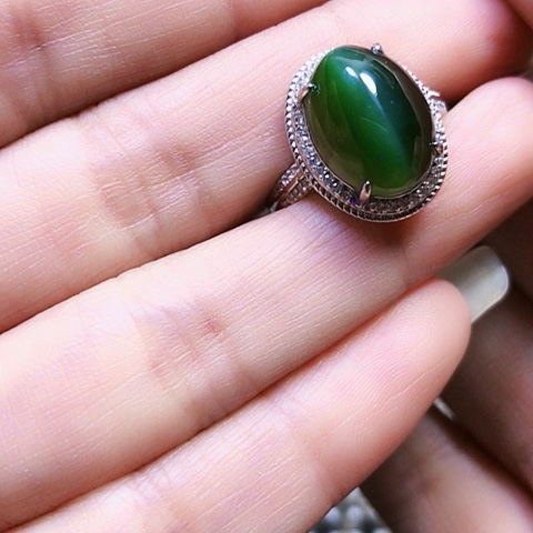 和田玉银S925镶嵌戒指