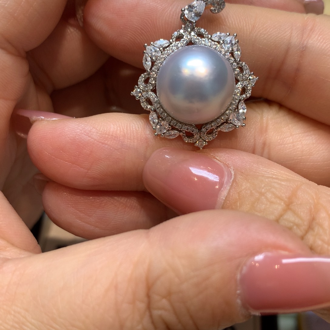 海水珍珠颈饰银S925镶嵌