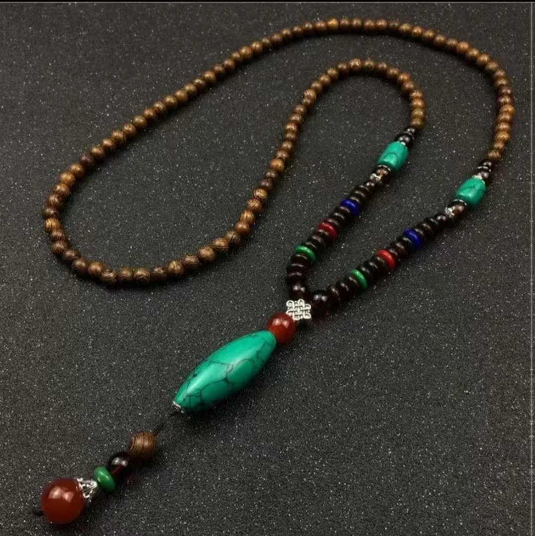 鸡翅木仿松石0.6*108脖挂链S0490