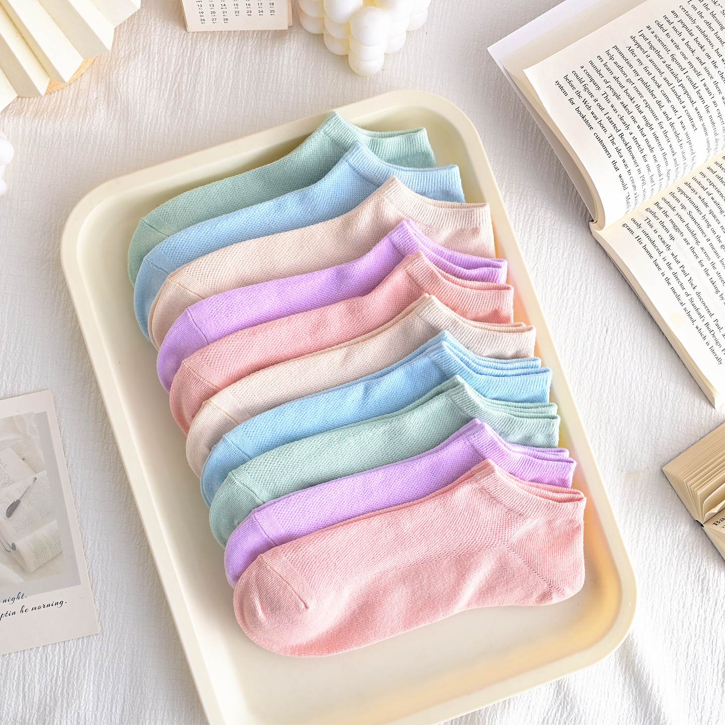 10双袜子女短袜网孔透气浅口女棉袜清凉吸汗舒适夏季女袜纯色甜美