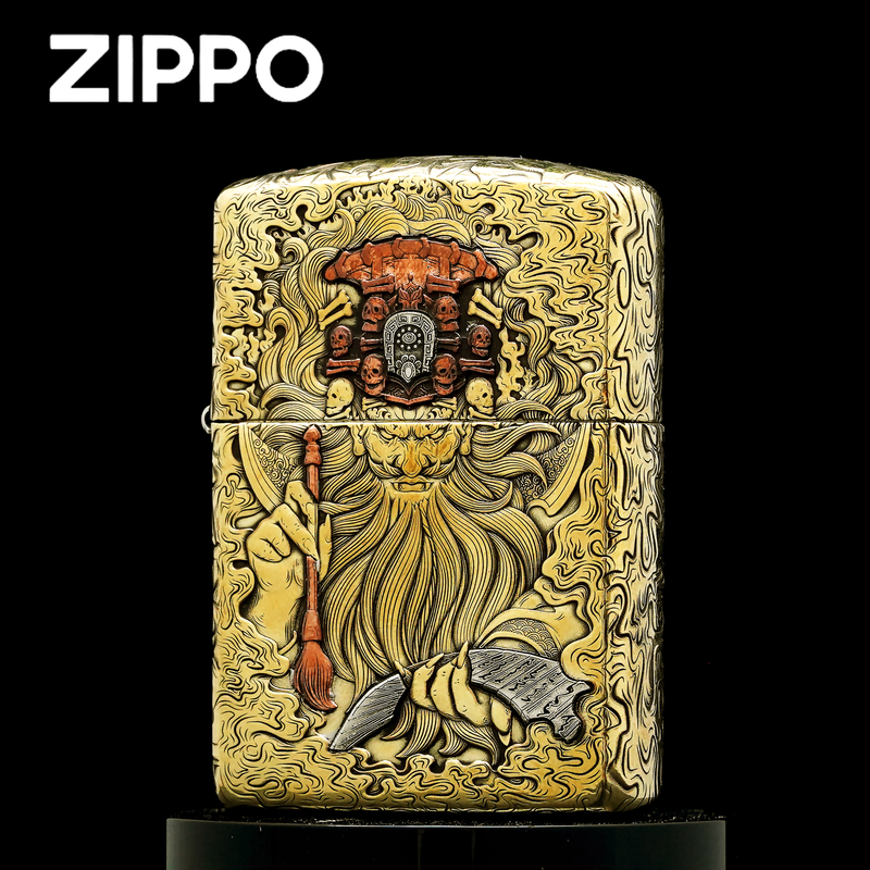 ZIPPO正品打火机/判官-黄铜盔甲雕刻紫铜镶嵌DY9902TZ【林子】