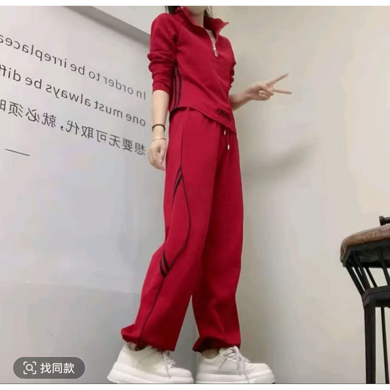 秋季潮流百搭时尚长袖卫衣搭配卫裤套装25909