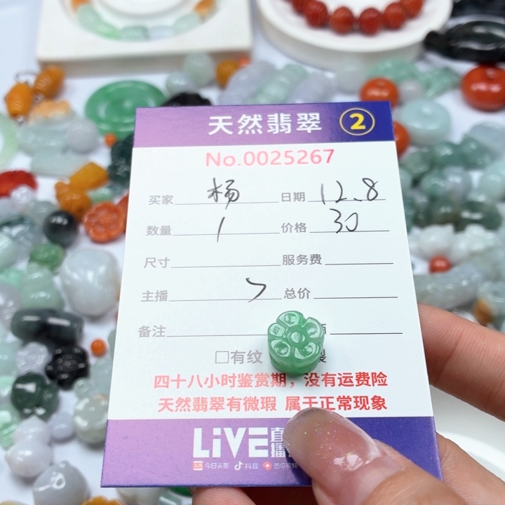 杨***艺翡翠未镶嵌挂件Ft