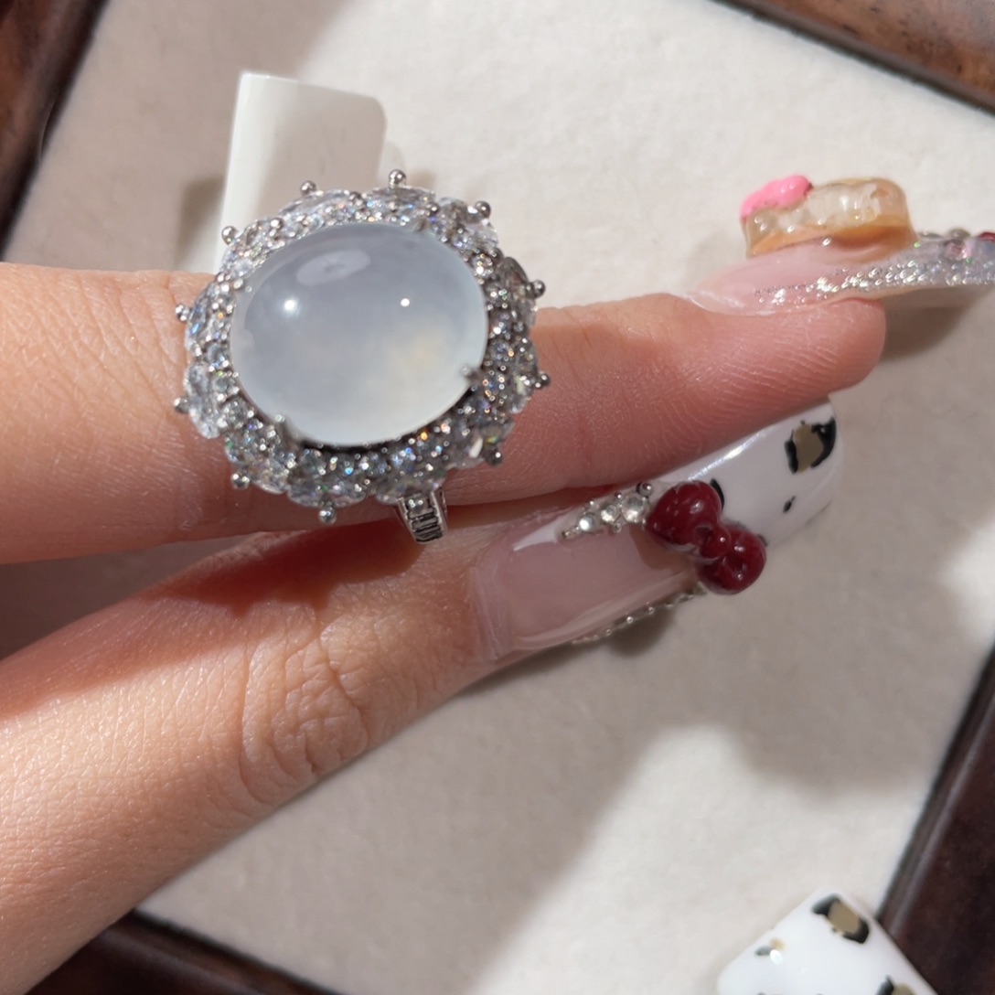 翡翠戒指银S925镶嵌L*1111