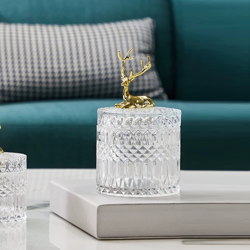 现代轻奢风棉签糖果罐北欧ins家用客厅创意糖果零食麋鹿储物罐