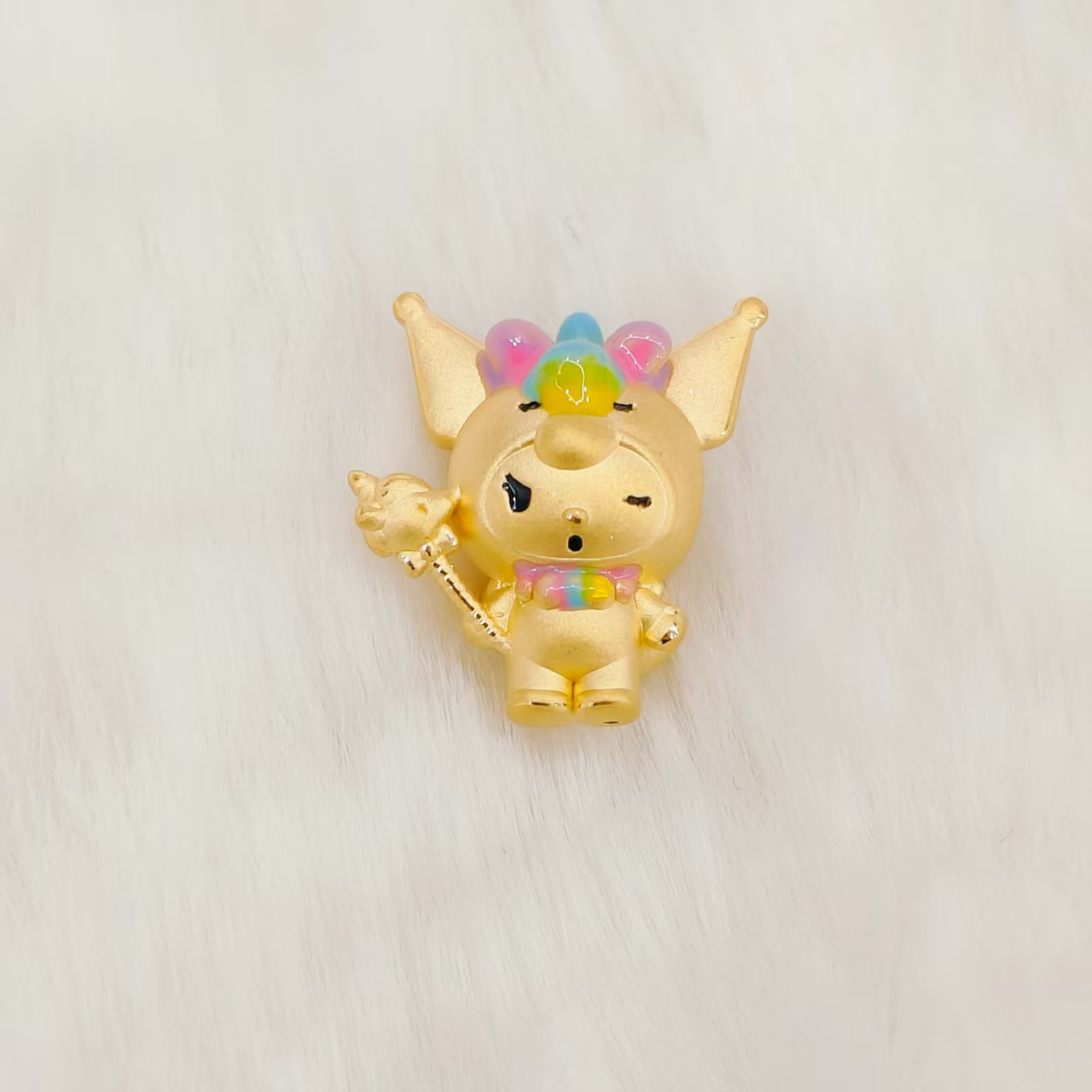 吉金珠宝足金999独角兽库洛米烤漆款3D硬金转运珠手串