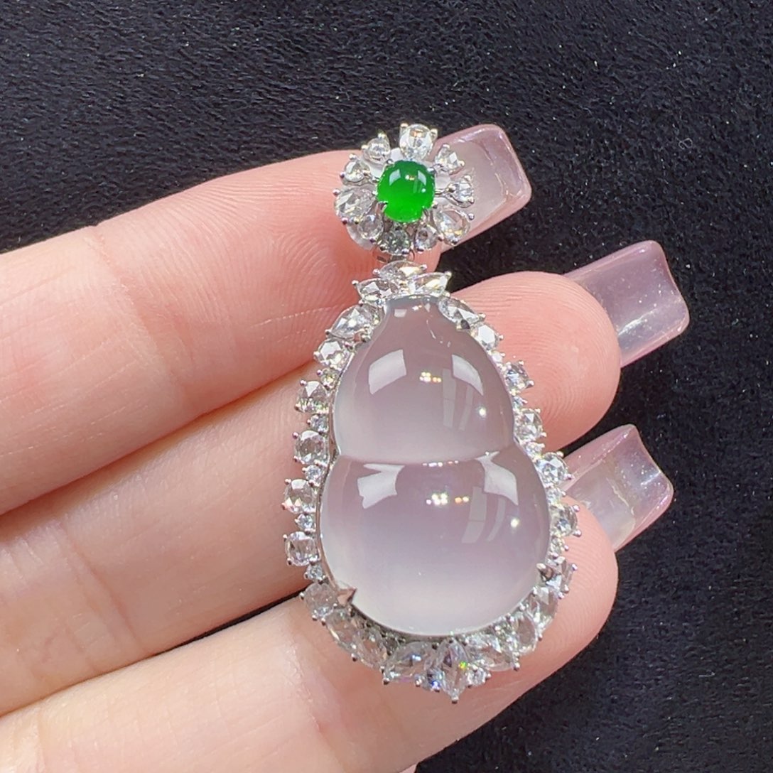 翡翠18K金镶嵌吊坠(不含链)吊坠