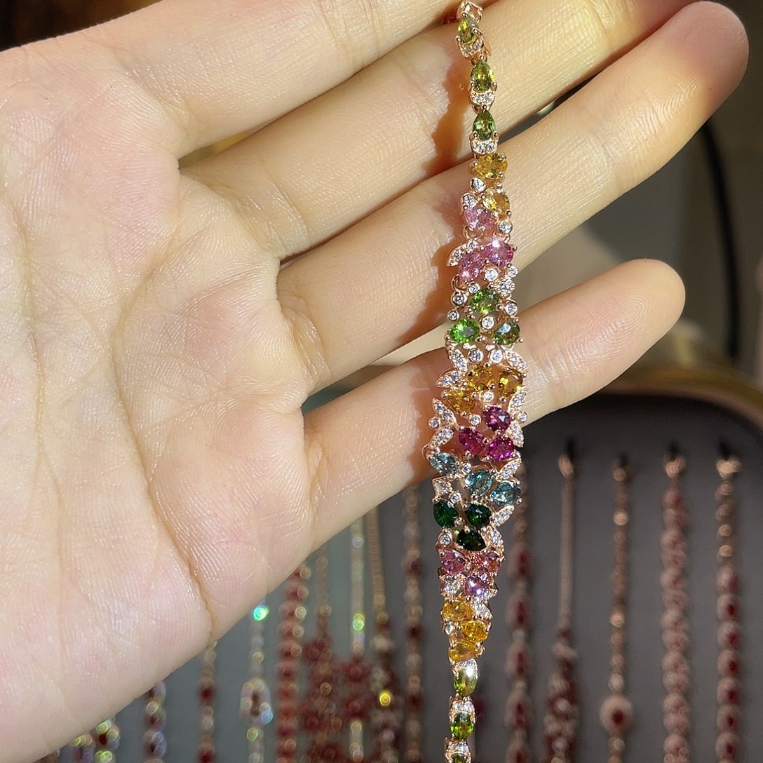 碧玺银S925镶嵌手链