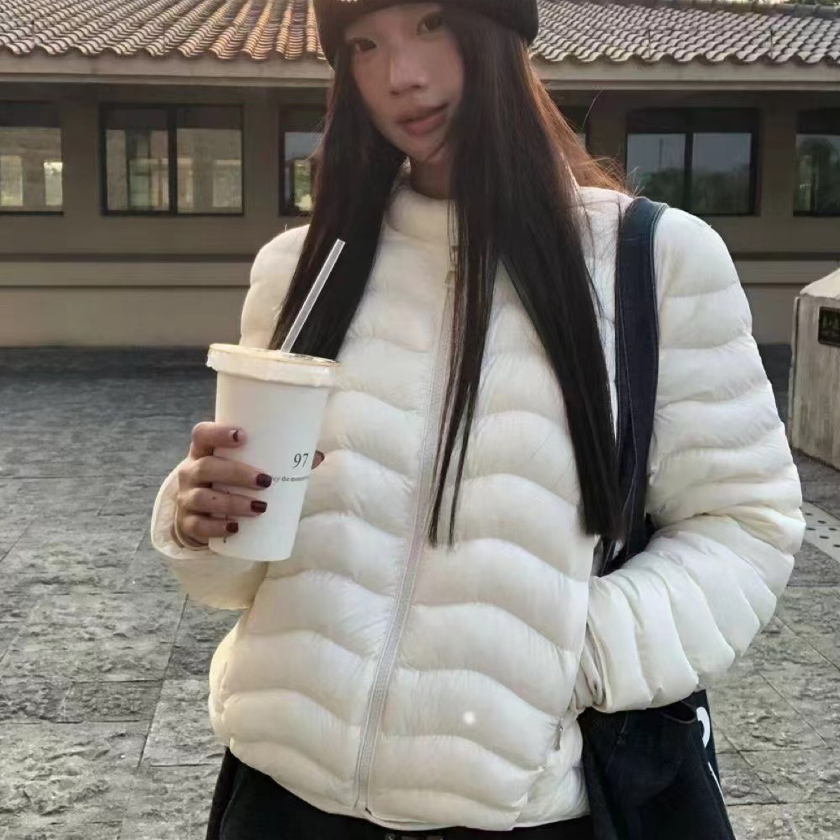 【南希】02957 立领纯色绗缝轻盈显瘦百搭排骨保暖羽绒服外套