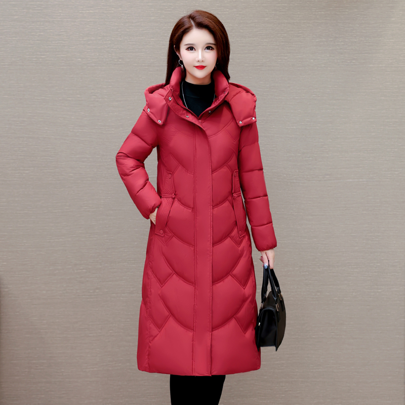 （现货+运费险）2025新款冬装过膝棉衣女时尚修身显瘦保暖棉袄外套H