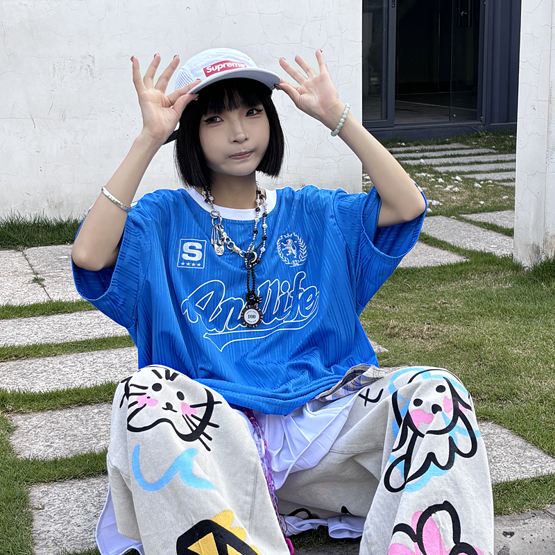 ANDLIFE 品牌潮牌基础款logo条纹速干料刺绣球服球衣短袖同款