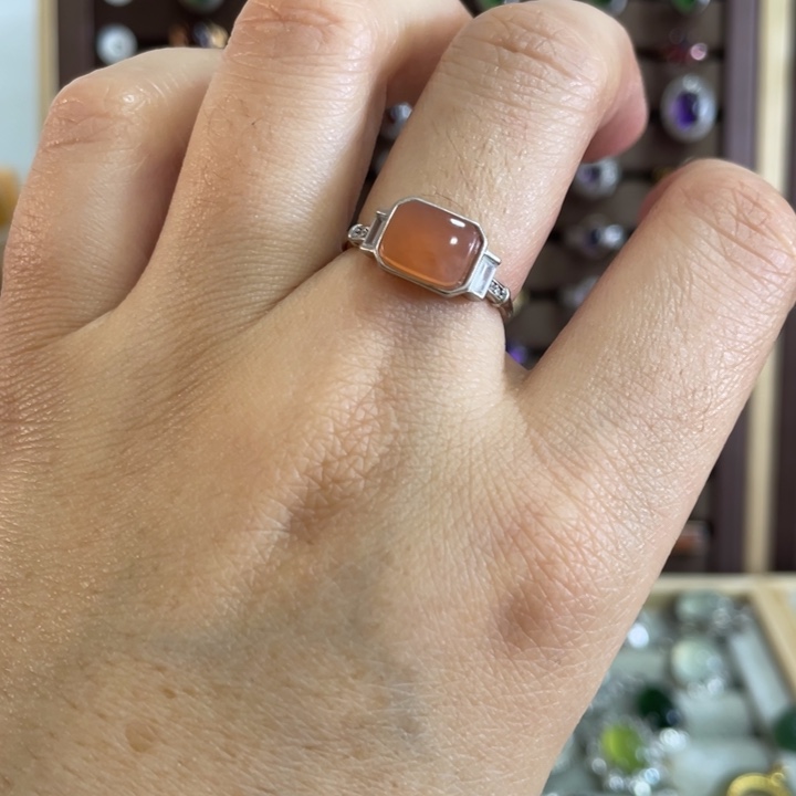 蛇纹石玉戒指银S925镶嵌