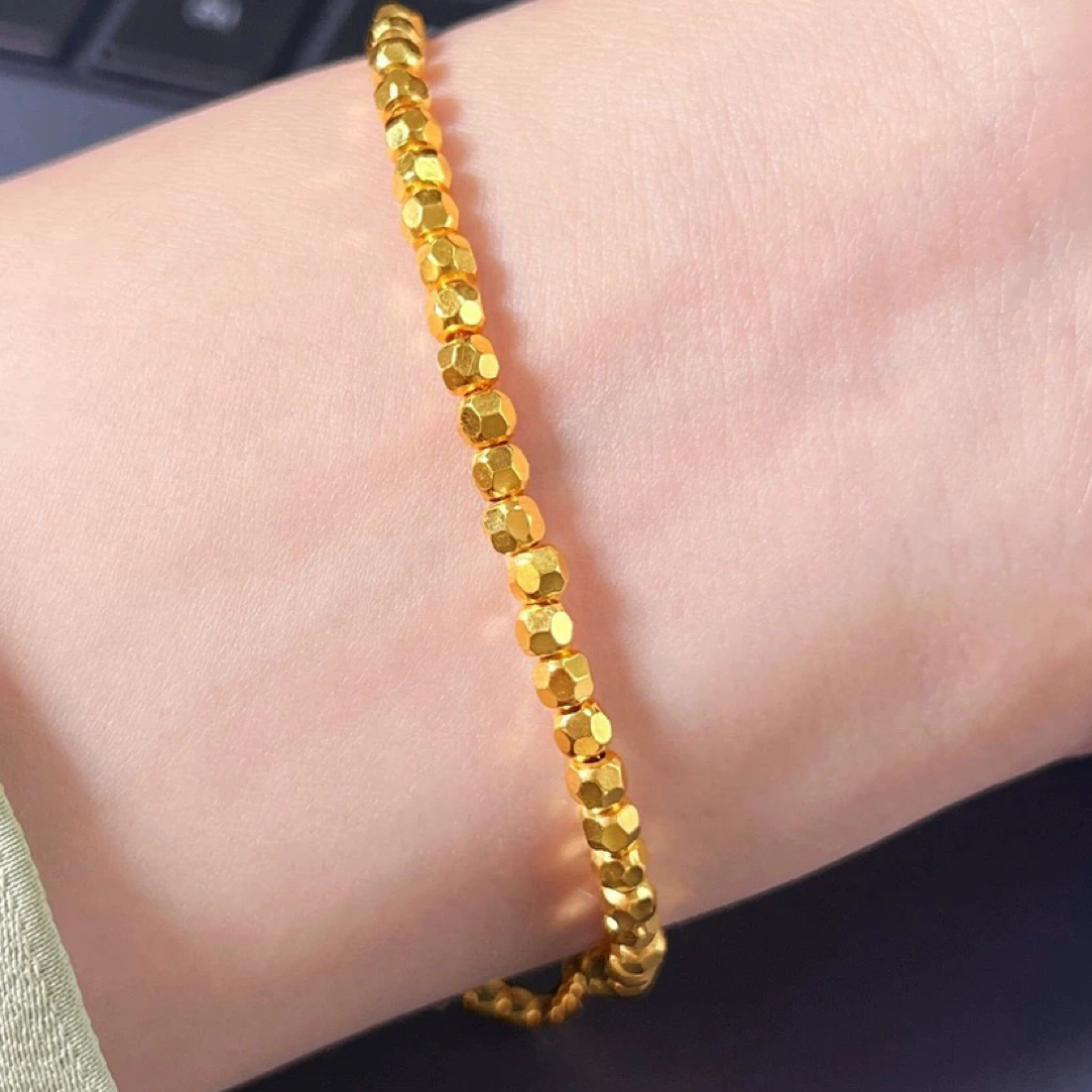 足银手链 足银项链【蹦迪珠碎碎冰小方块手链9085】