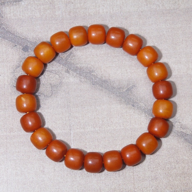 天然原矿老蜜蜡橘皮风化纹老型手串10mm