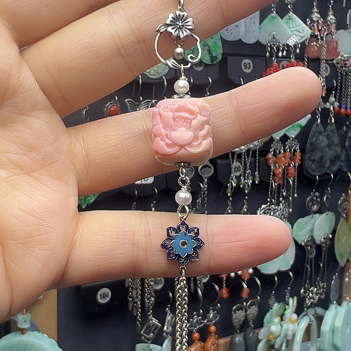 安***器玛瑙/玉髓银S925镶嵌耳钉