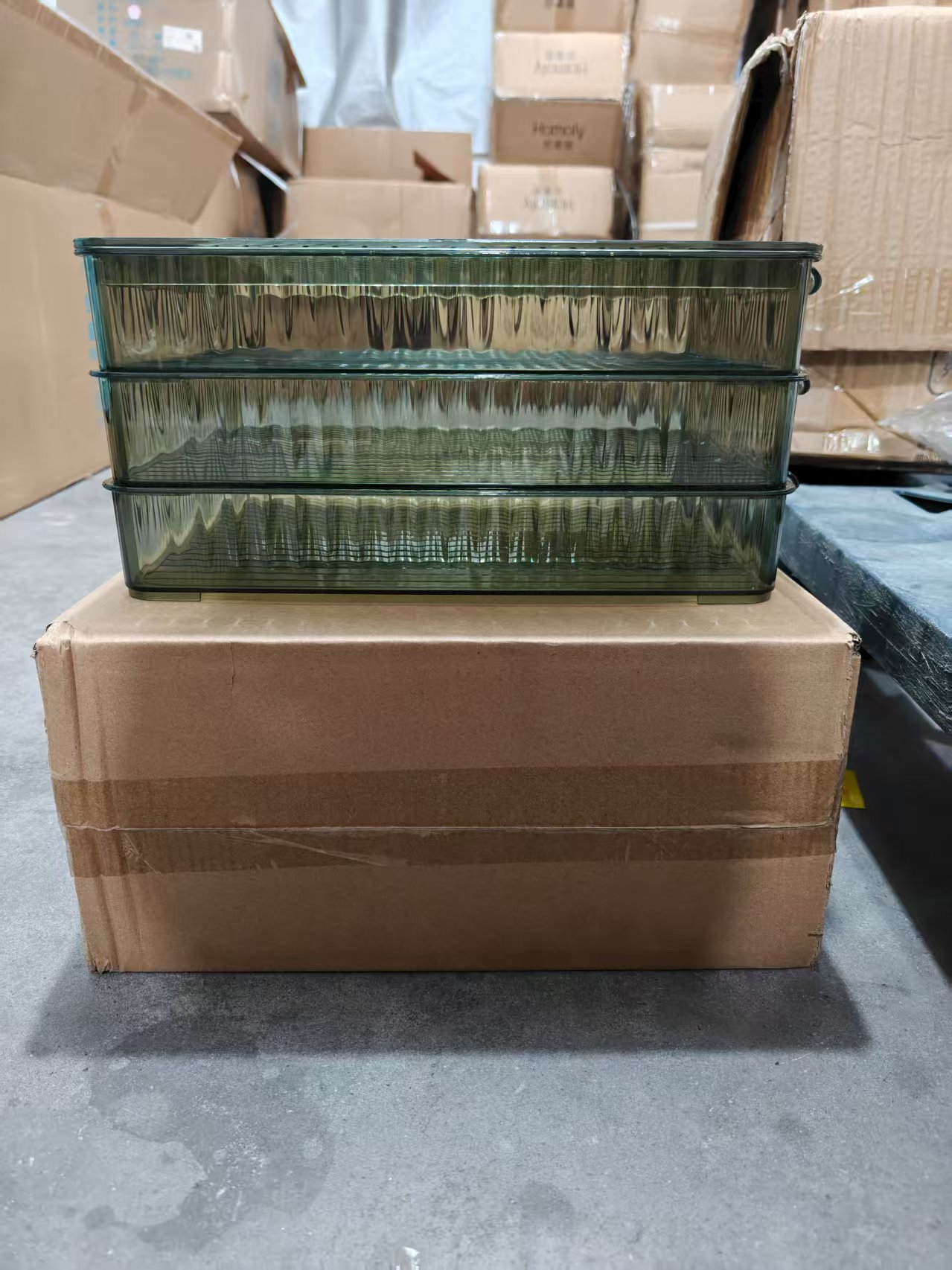 PET饺子盒　全体PET　单层28*5.0*20.5cm 颜色随机