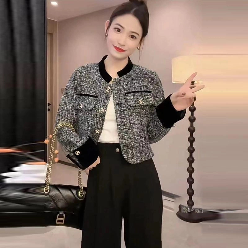 短款拼接常规女短外套小香风气质春季秋冬百搭春秋秋季粗花呢