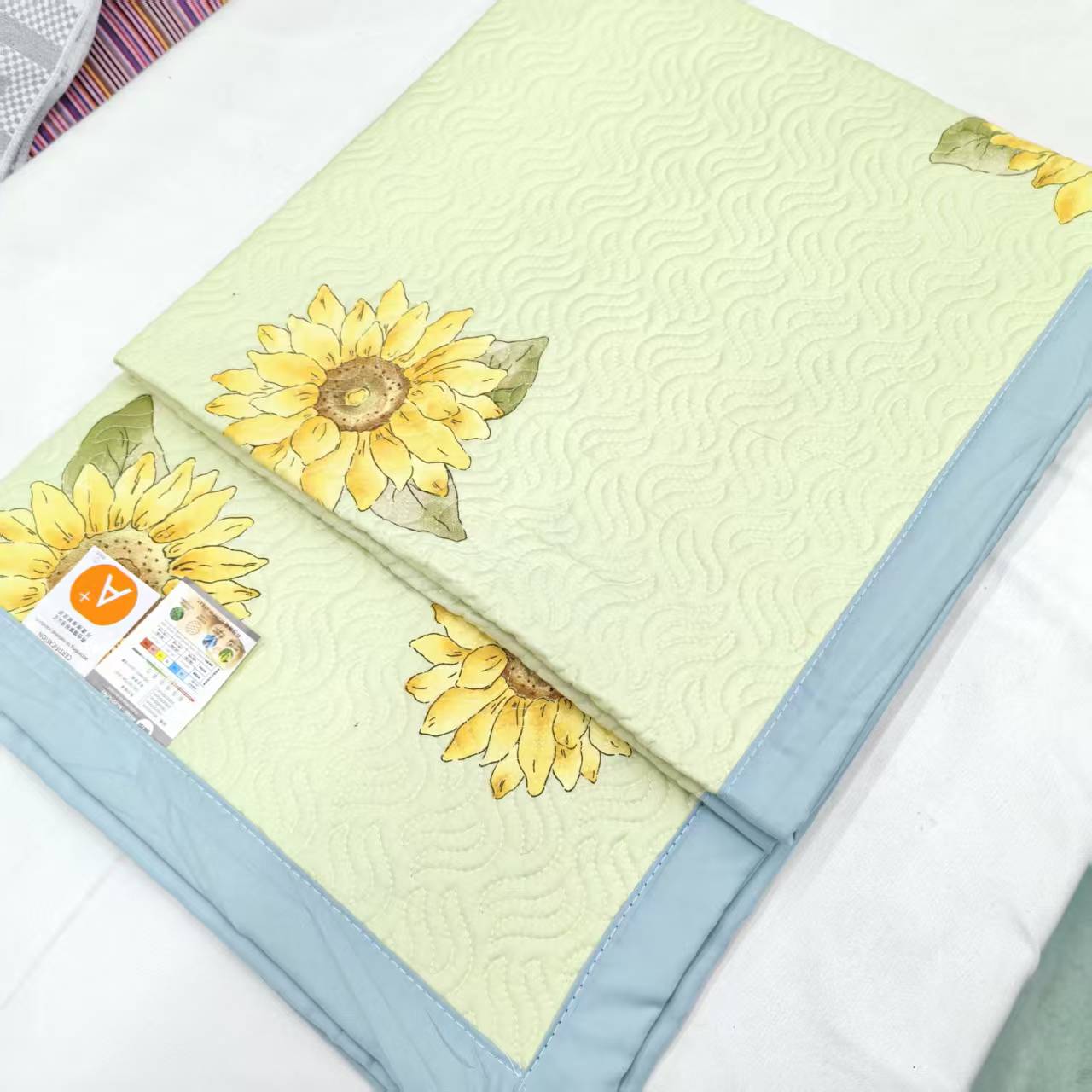 【包边床盖】<向日葵-绿>90X220cm<±5cm>绗缝 多功能水洗透气