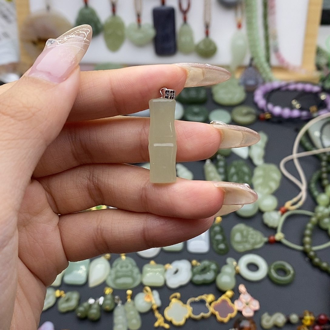 和田玉吊坠(不含链)银S925镶嵌