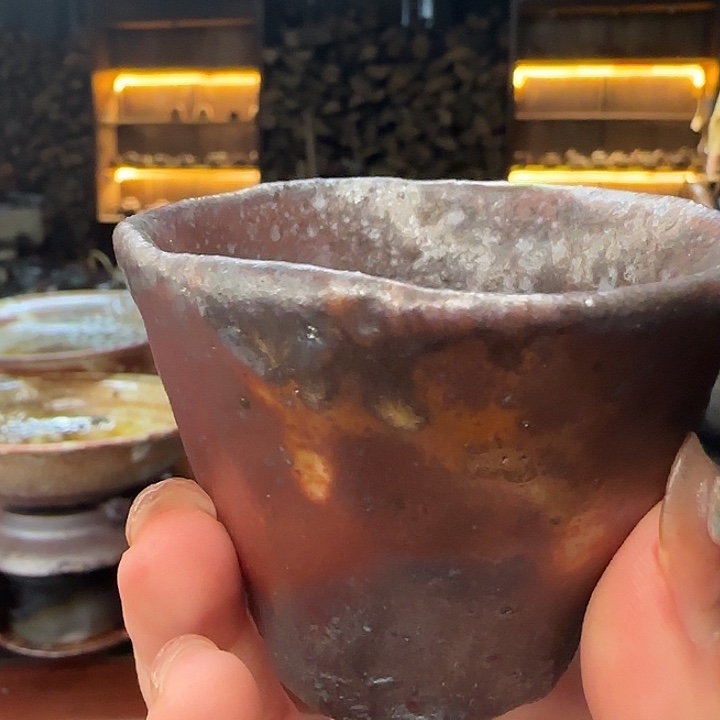 紫砂柴烧手捏杯杯