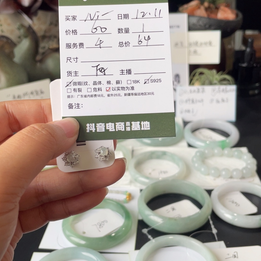 N***_翡翠银S925镶嵌耳饰