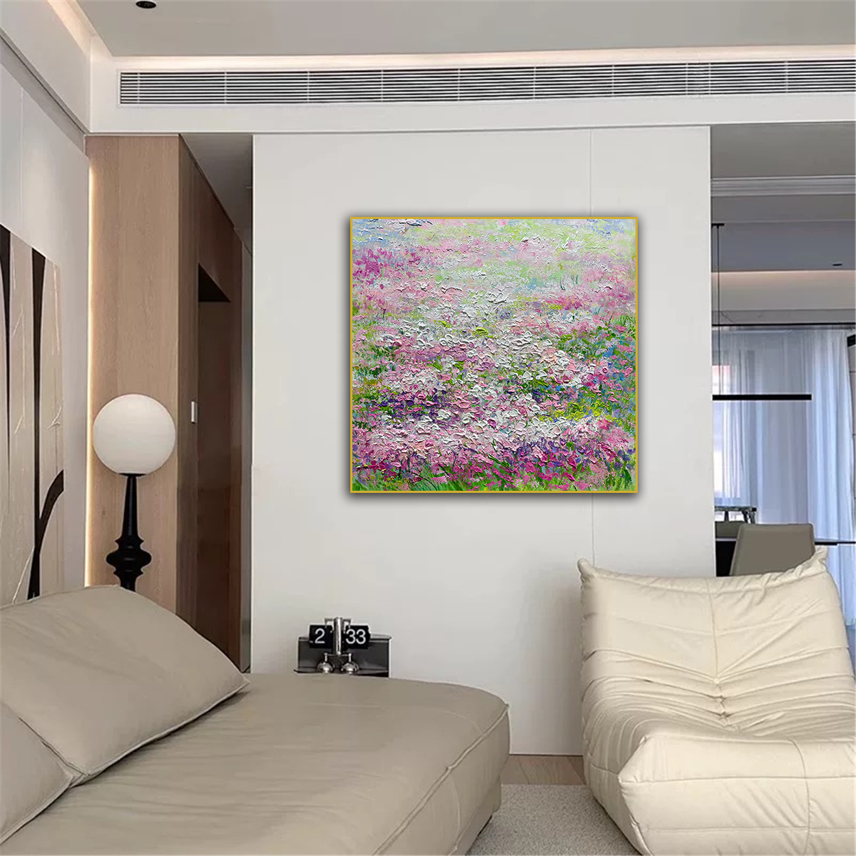 《花韵》纯手工立体现代简约正方形斗柜客厅高级感挂画餐厅挂画卧室