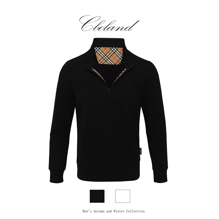 CBOLAND 加绒圆领半高领秋冬纯色休闲撞色男士休闲男款卫衣