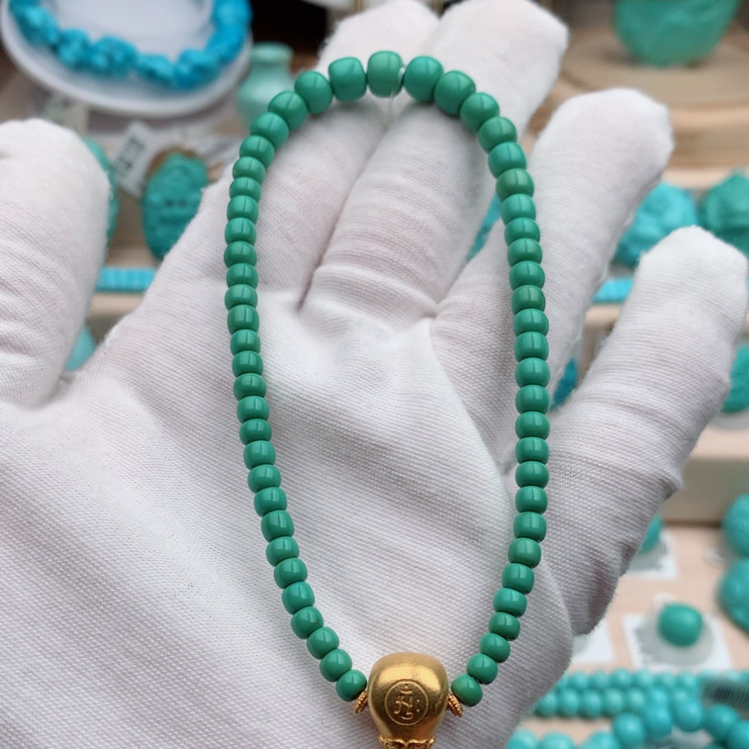 绿松石珠宝奇石未镶嵌7mm