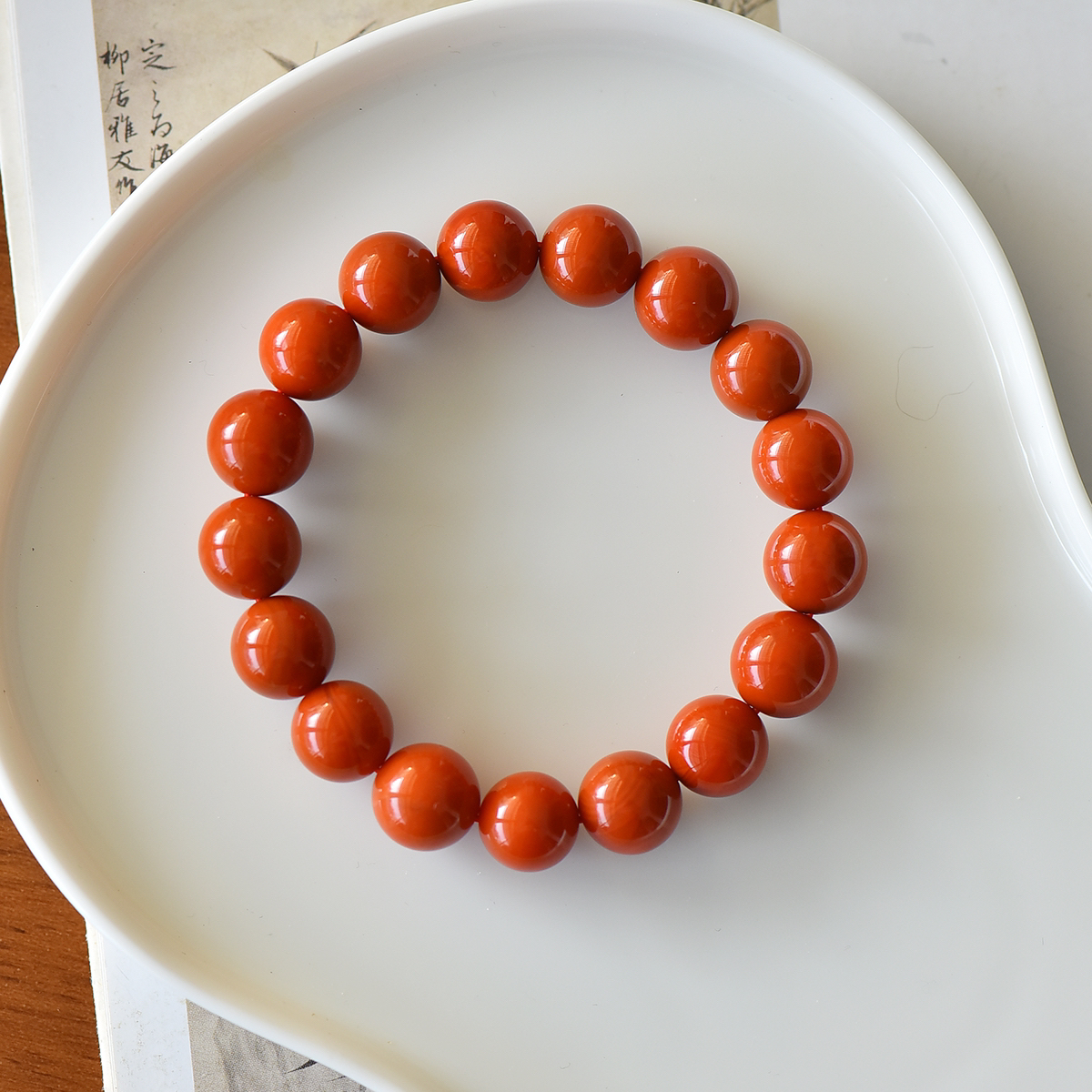 BX232南红约12mm时尚简约单圈圆珠素圈手串