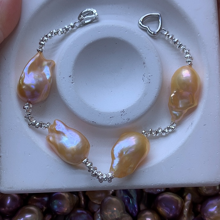 淡水珍珠耳饰银S925镶嵌