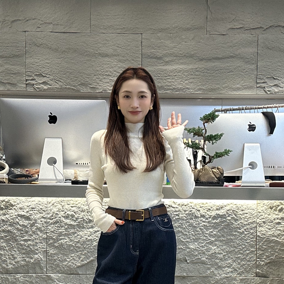 羊毛加厚半高领无缝针织打底衫4455