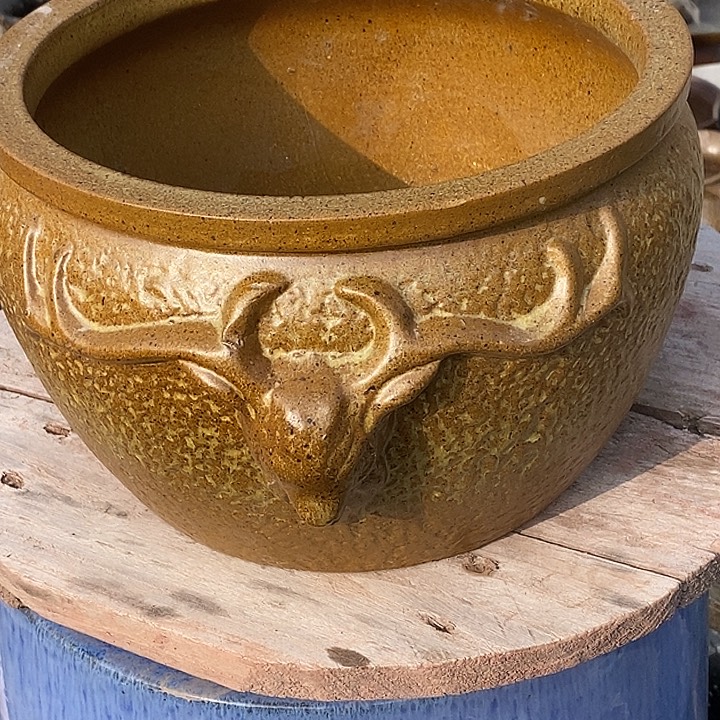 紫砂花盆口27高度18无孔瑕疵