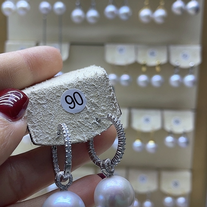 淡水珍珠耳饰银S925镶嵌