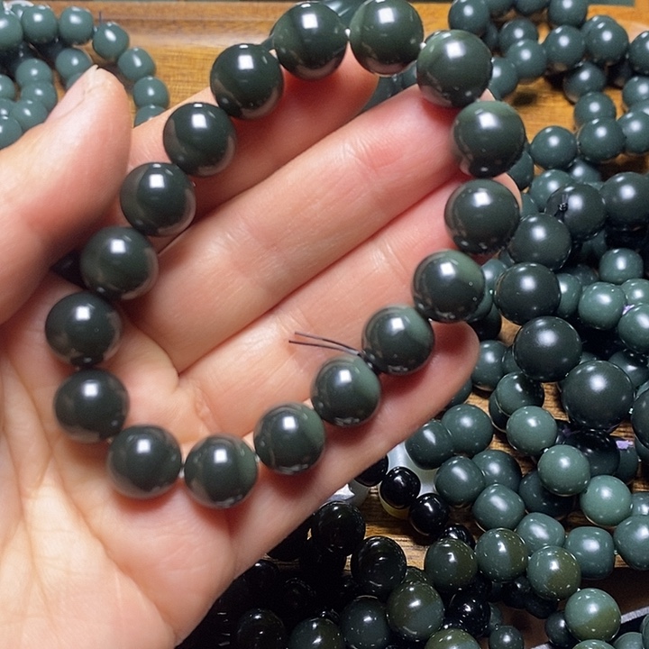 和田玉（青玉）未镶嵌手链和田玉青海格尔木半盆卡12