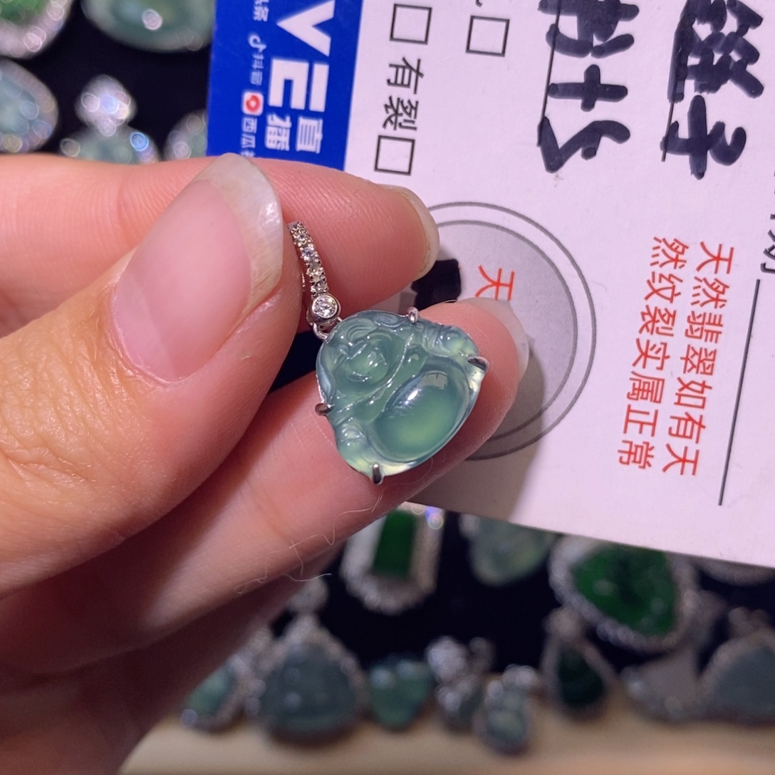 翡翠银S925镶嵌颈饰天然
