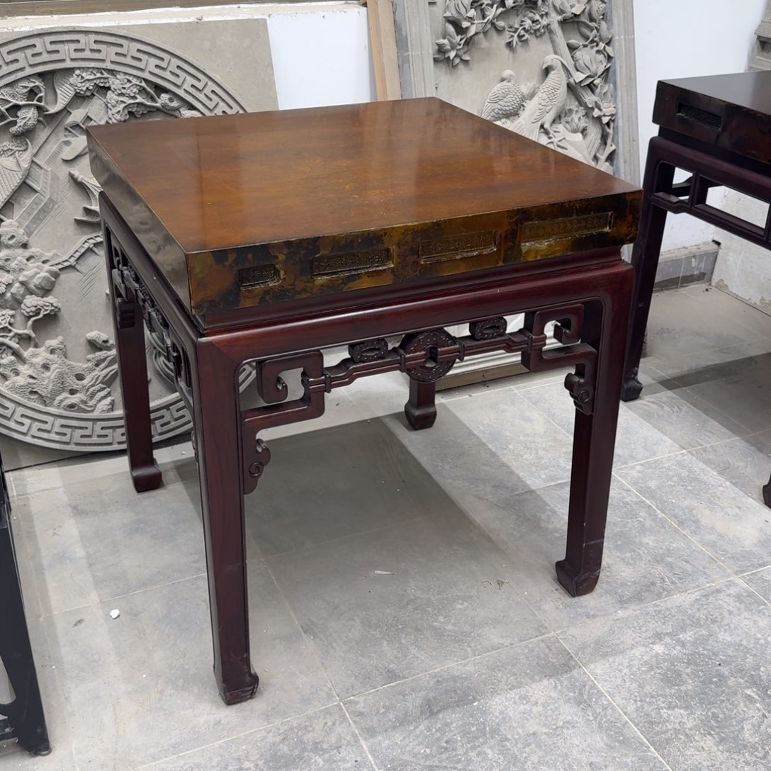 砖雕70x70 古铜色 八仙一套 高77cm