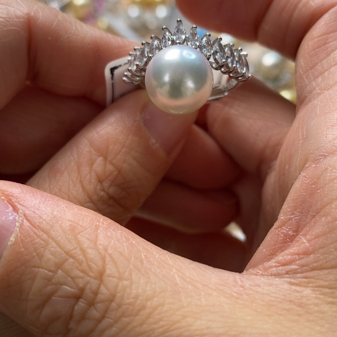 海水珍珠戒指银S925镶嵌