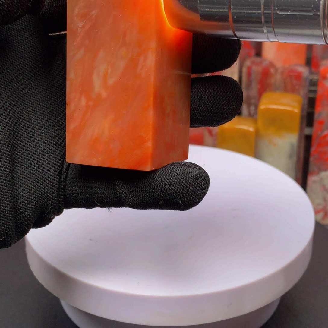 昌化石福黄红花冻印章