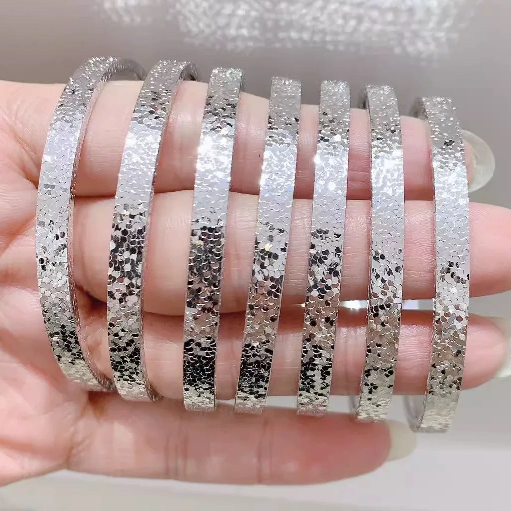 足银手镯 足银999.9碎冰冰手镯防氧化铂金色