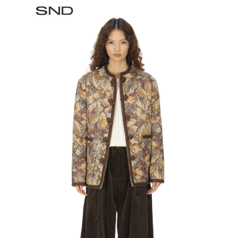  【INTO THE EAST 设计师品牌】SND AW25 马赛克花呢盘扣中长外套