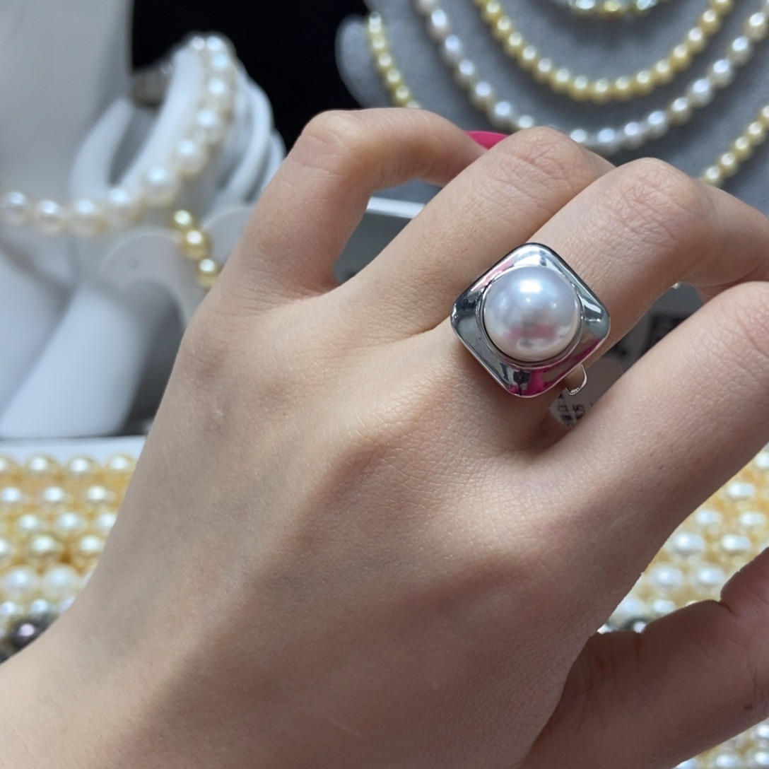 海水珍珠戒指银S925镶嵌